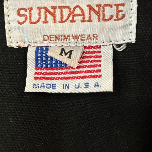 Sundance Denim Wear Black Jacket w/ Animal Print Trim | Made in USA | M - Picture 12 of 15